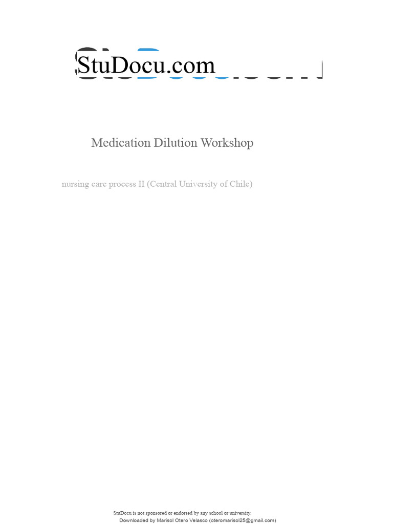 Medication Dilution Workshop Guide | PDF | Saline (Medicine ...