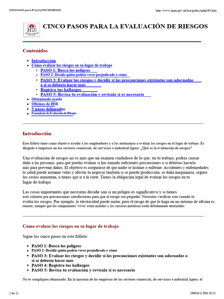 5 Pasos Evaluación de Riesgos PDF | PDF | Riesgo | La seguridad