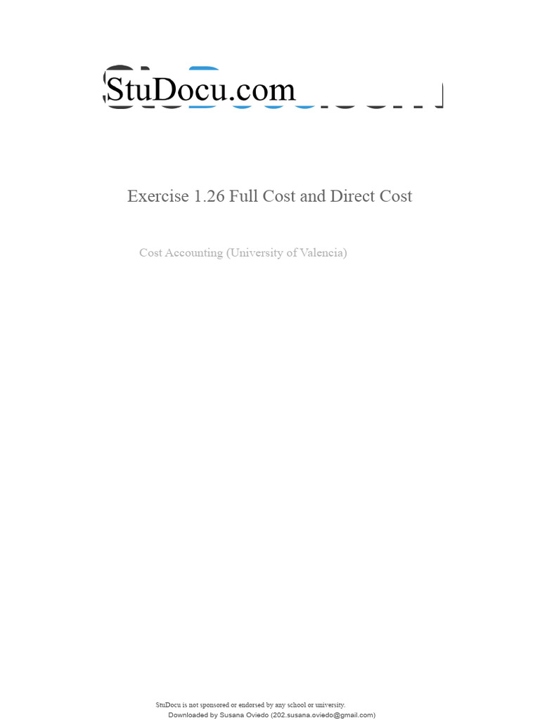 Exercise 126 Full Cost and Direct Cost | PDF | Cost Of Goods Sold ...