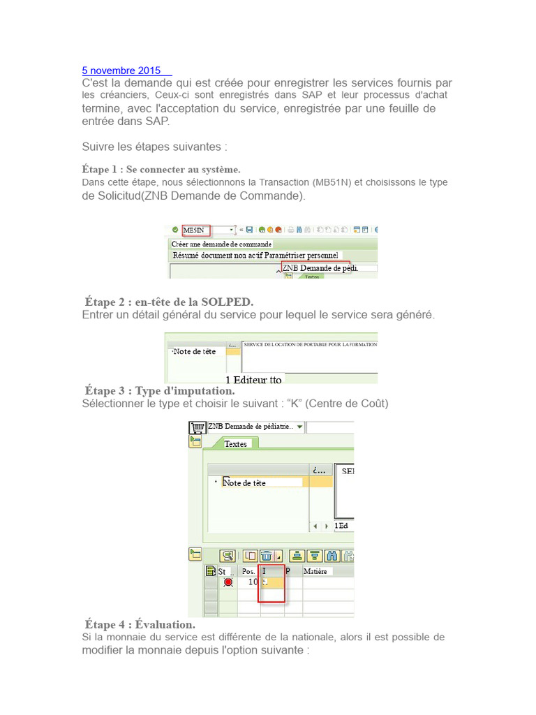 Création de SOLPED dans SAP | PDF