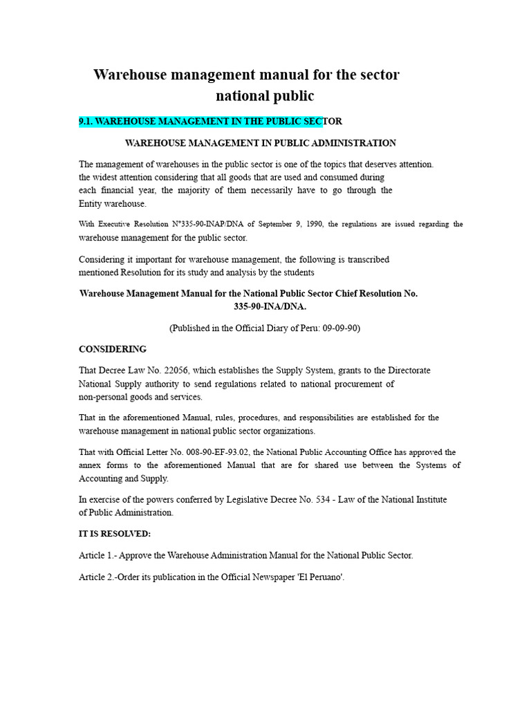 Public Sector Warehouse Management Guide | PDF | Warehouse | Inventory