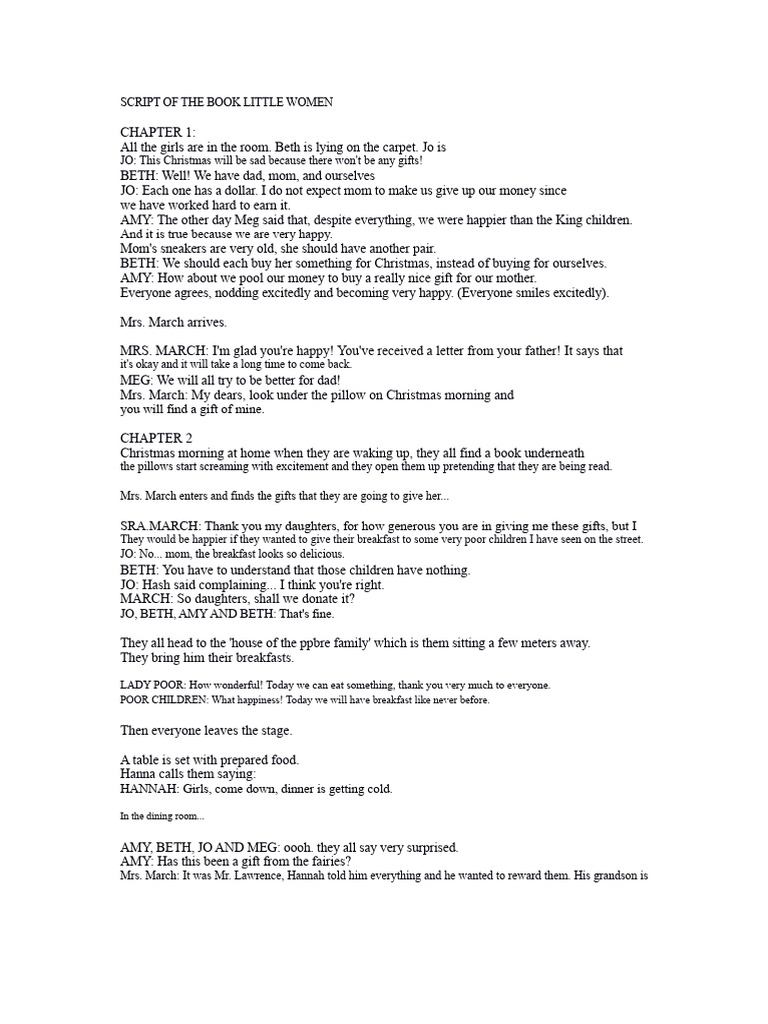 Script For The Play Little Women | PDF | Little Women