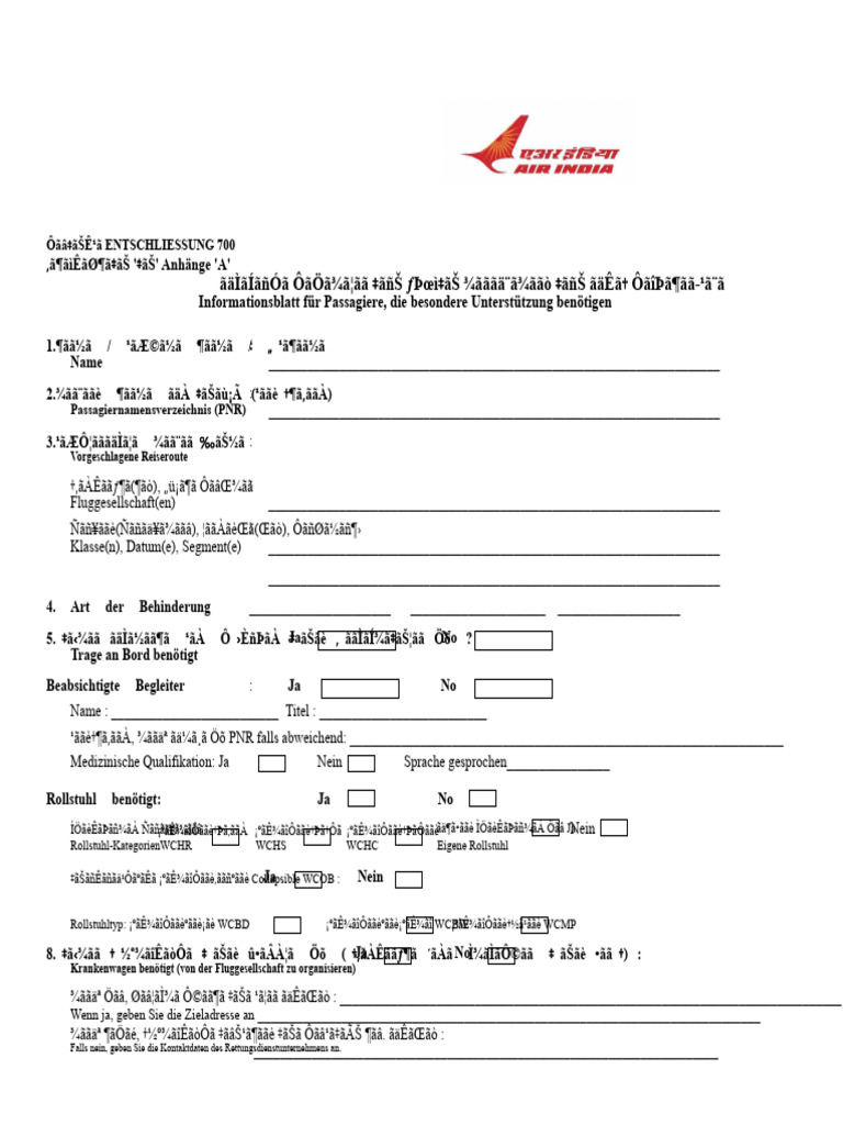 MEDIF-Formular AIR INDIA | PDF