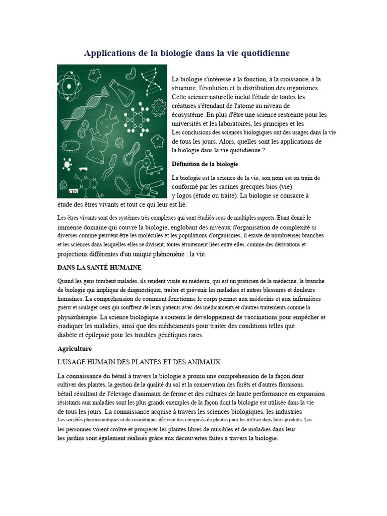 Applications de la biologie quotidienne | PDF | Chromosome | Biologie