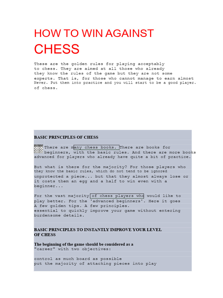 How To Win at Chess | PDF | Chess | Competitive Games