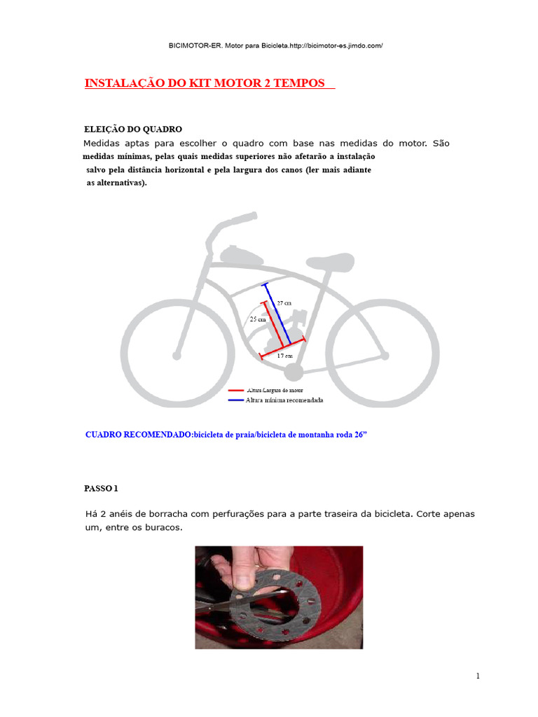 Instalação do Motor BICIMOTOR-ER na Bicicleta | PDF | Motores | Parafuso