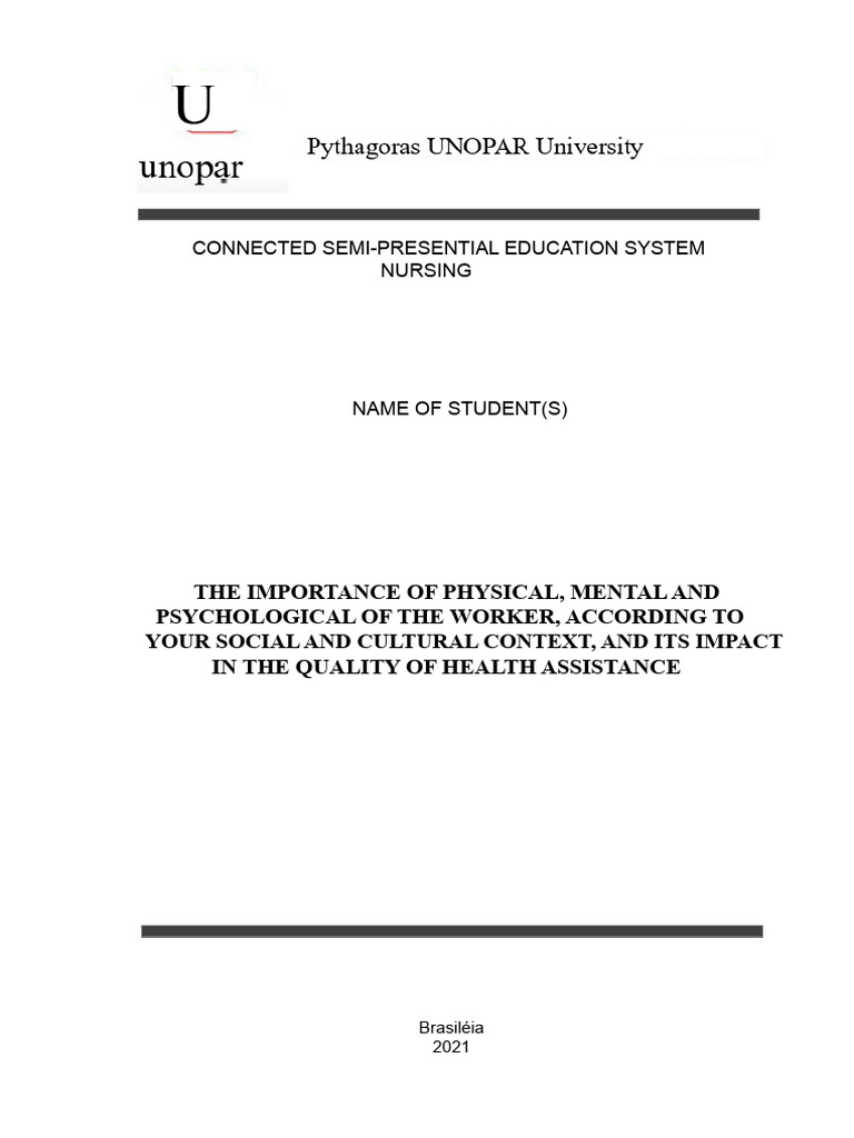 Nursing Portfolio - UNOPAR 1st Semester | PDF | Health Professional ...