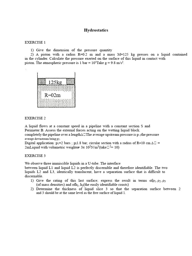 Fluid Mechanics TD | PDF | Pressure | Liquids