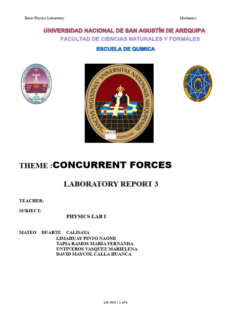 Concurrent Forces in Physics Lab Report | PDF | Force | Mechanics
