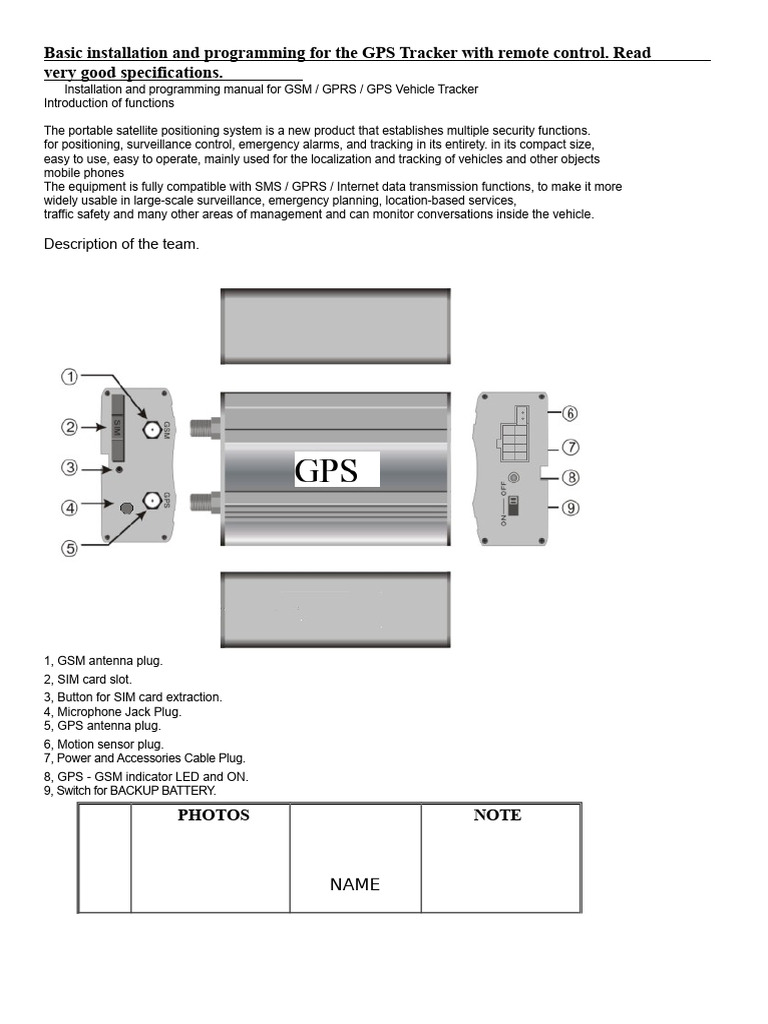 TK103A GPS Tracker Installation Guide | PDF | Global Positioning System ...