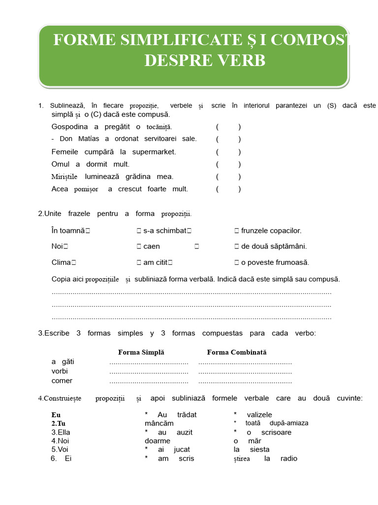 Forme Simple Și Compuse Ale Verbului | PDF