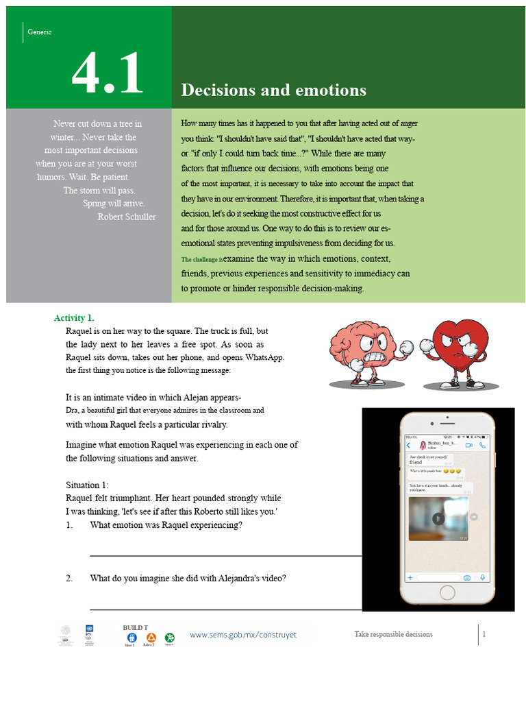 4.1 Decisions and Emotions PDF | PDF | Emotions | Decision Making