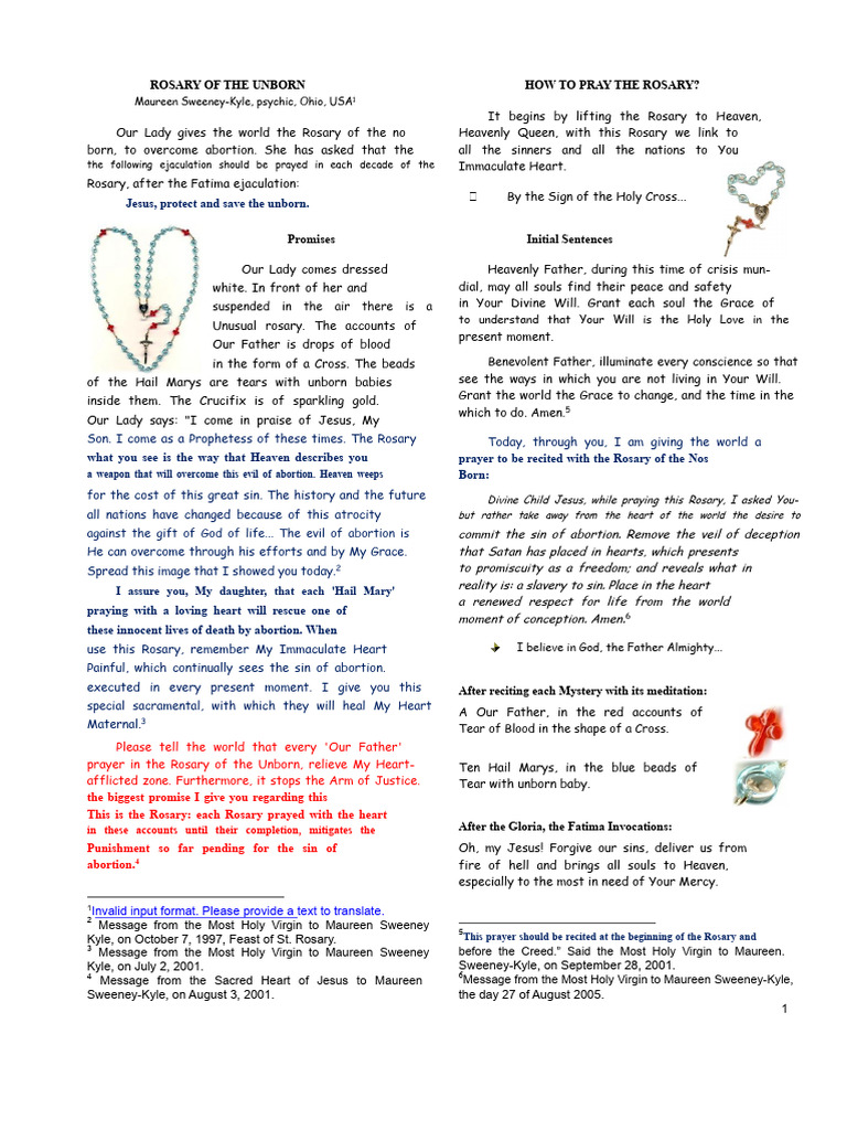 Rosary of The Unborn | PDF | Rosary | Mary, Mother Of Jesus