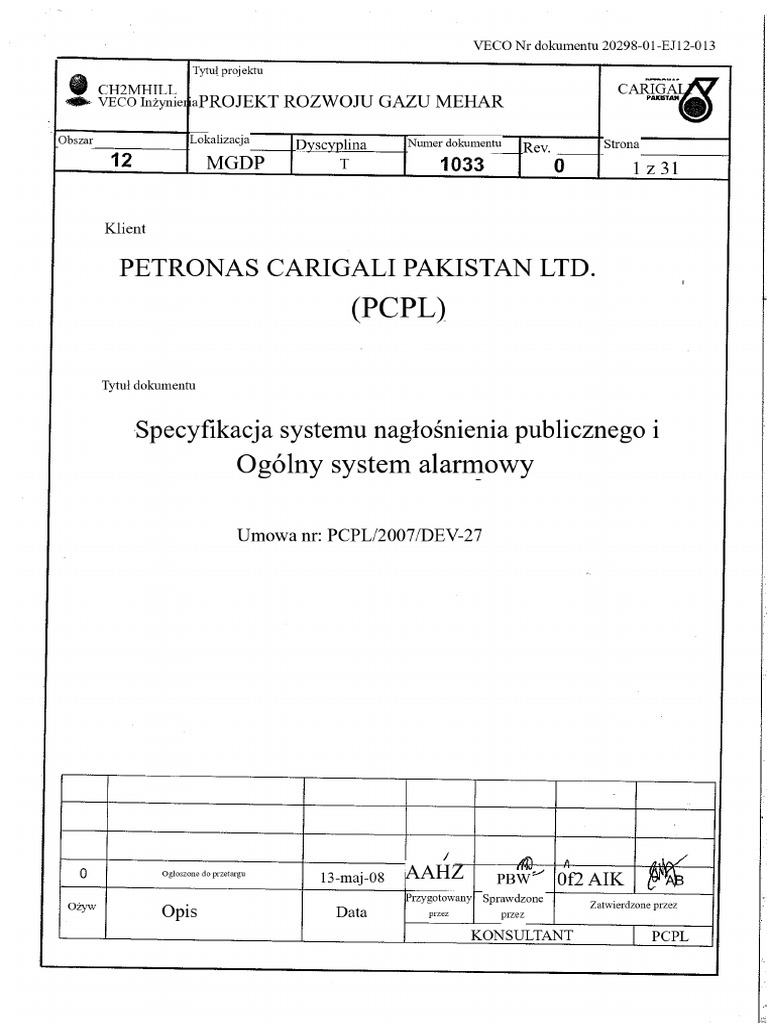 12-MGDP-T-1033-0 (Specyfikacja Systemu PAGA) PDF | PDF