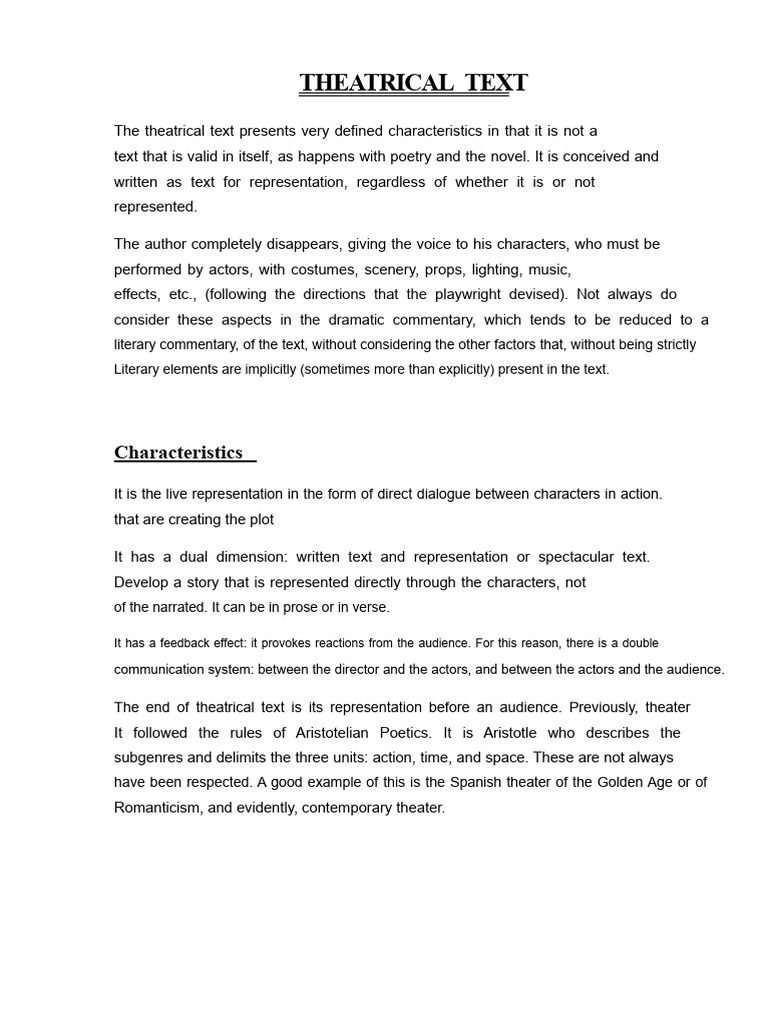 Theatrical Text | PDF | Theatre | Poetics (Aristotle)