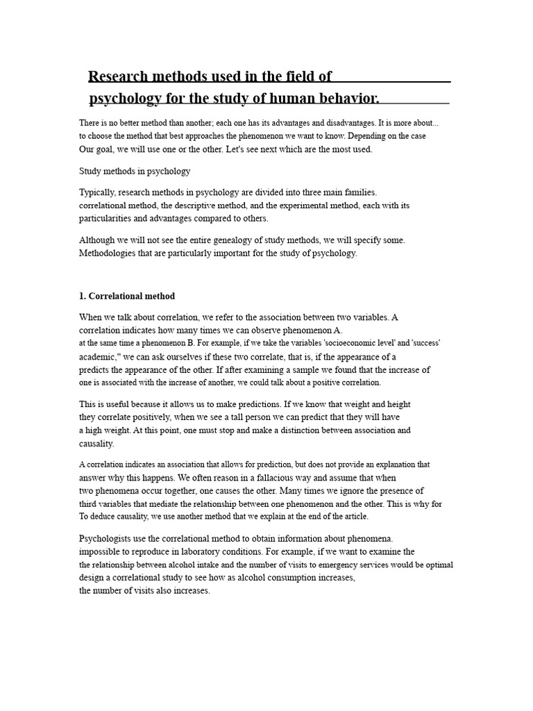 Research Methods For The Study of Human Behavior | PDF | Methodology ...