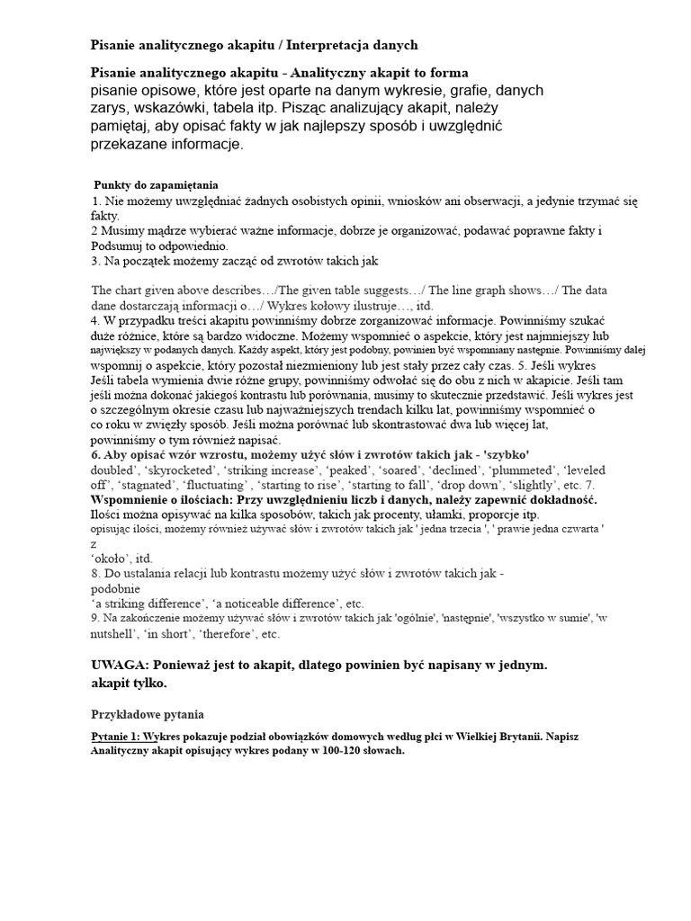 Klasa X Analityczny Akapit | PDF