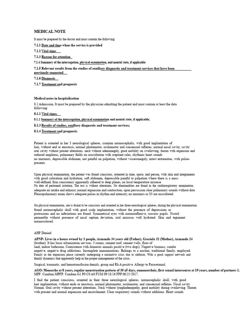 Medical Note | PDF | Urinary Incontinence | Edema