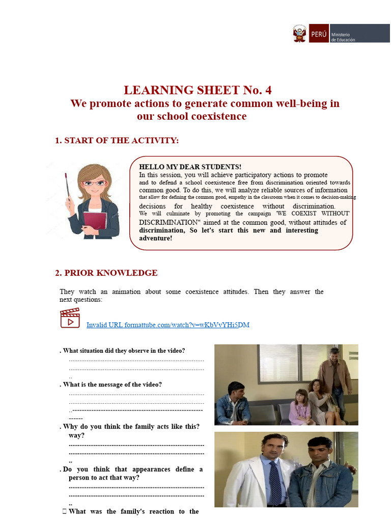 5TH Grade Learning Sheet N°4 | PDF | Empathy | Common Good