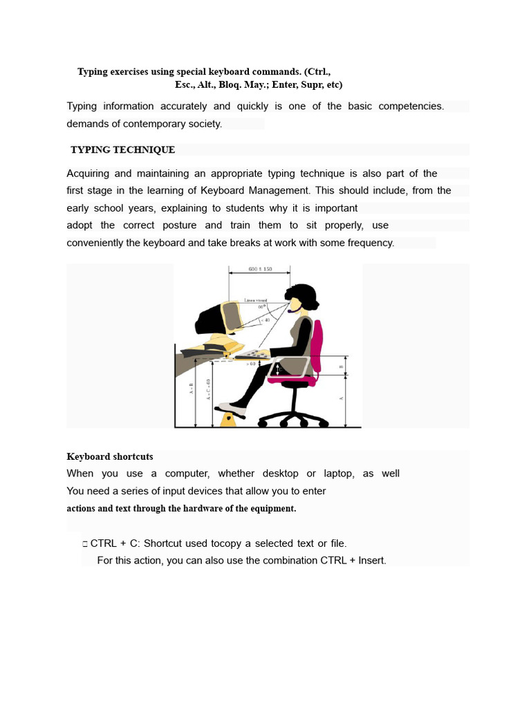Keyboard Shortcuts and Typing Techniques | PDF | Keyboard Shortcut ...