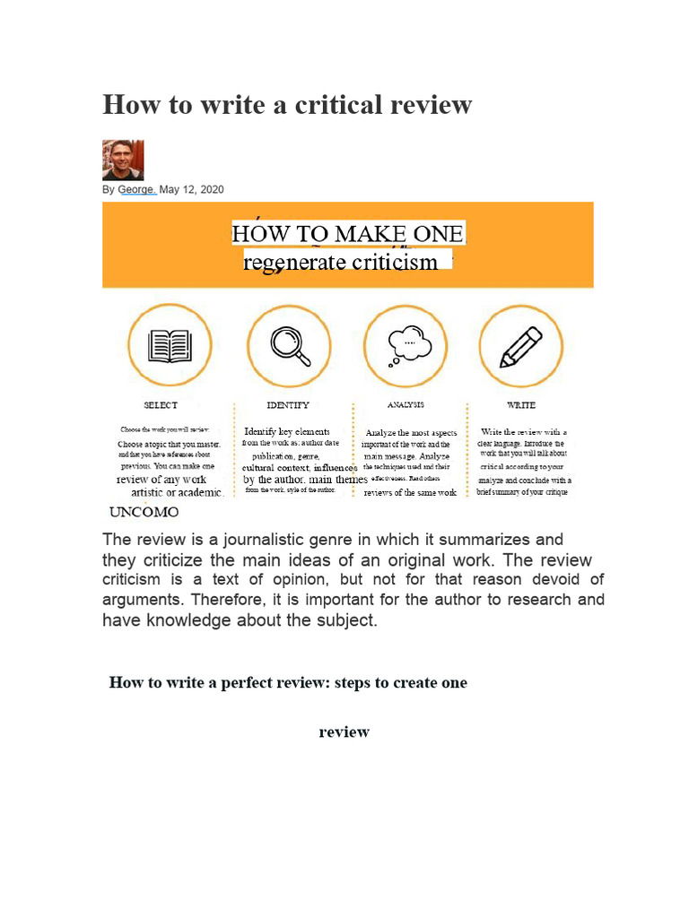 How to Write a Critical Review Guide | PDF | Essays | Data