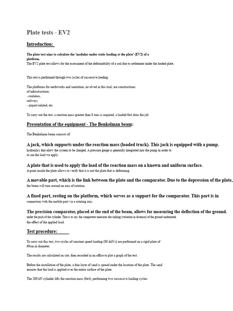 Tests at The Plate - EV2 | PDF | Beam (Structure) | Physical Sciences