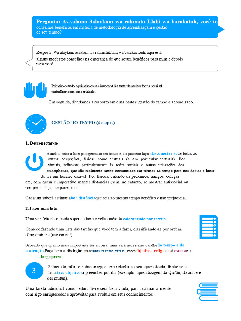 Dicas de Gestão do Tempo e Aprendizado | PDF | Aprendizado | Tempo