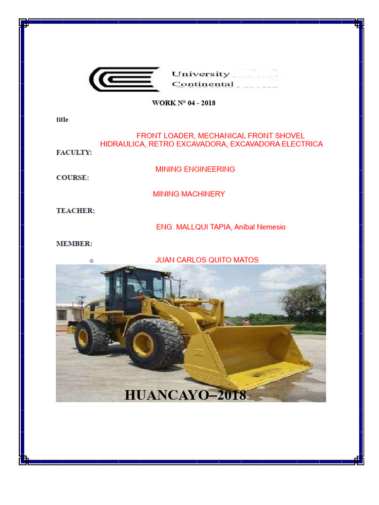 Front Loader and Cable Shovel Overview | PDF | Loader (Equipment ...