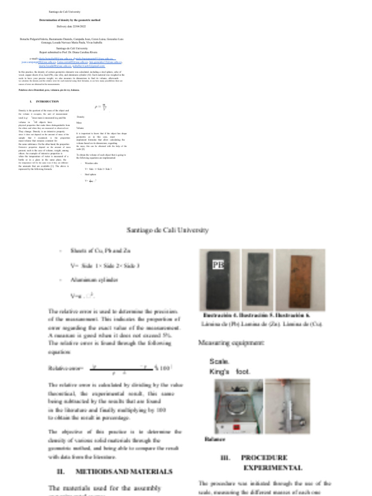 Density Calculation of Geometric Materials | PDF | Volume | Density