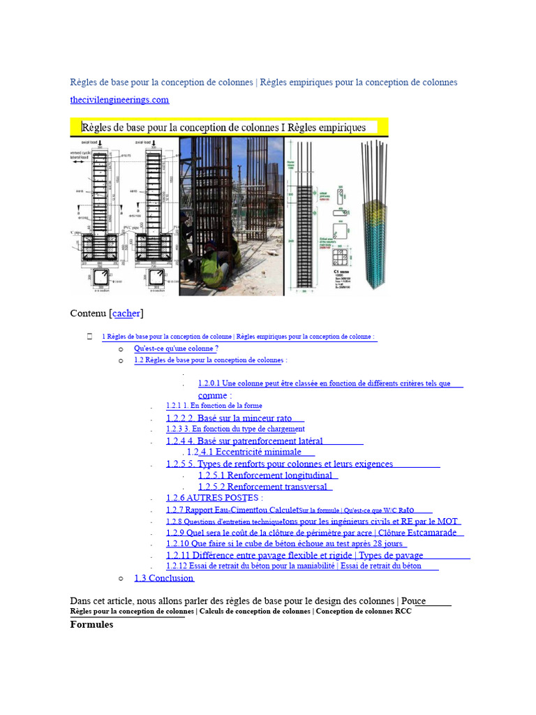 Règles de conception des colonnes | PDF | Béton armé | Béton