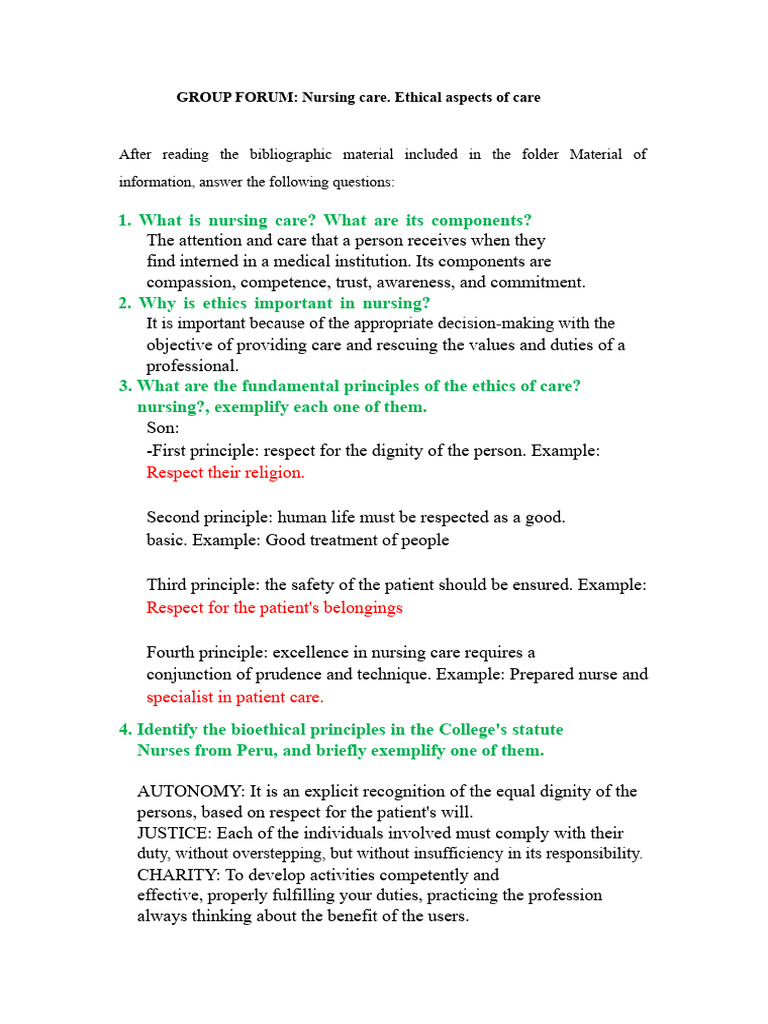 Ethical Principles in Nursing Care | PDF | Nursing | Dignity