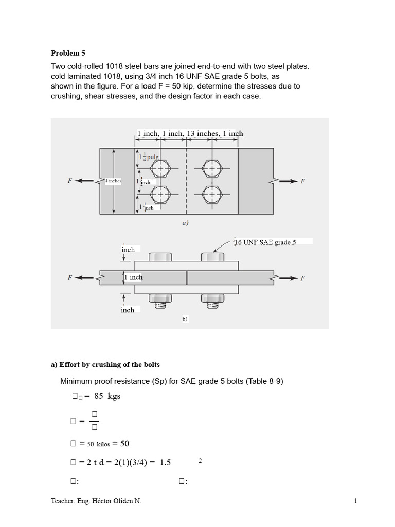 Stress Analysis of 1018 Steel Bolted Joint | PDF | Screw | Applied And ...