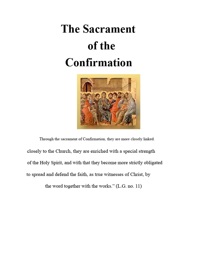 The Sacrament of Confirmation | PDF | Confirmation | Baptism