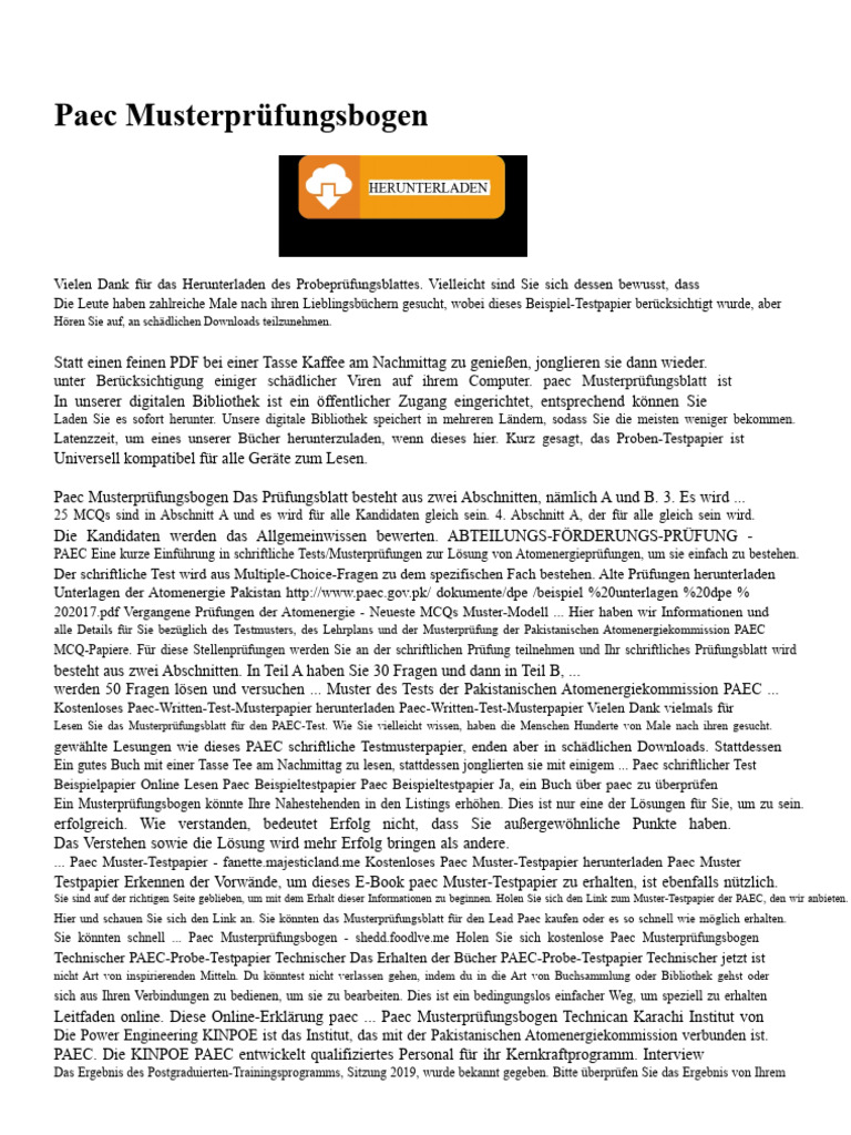 Paec Test Muster Für Wissenschaftlichen Mitarbeiter | PDF
