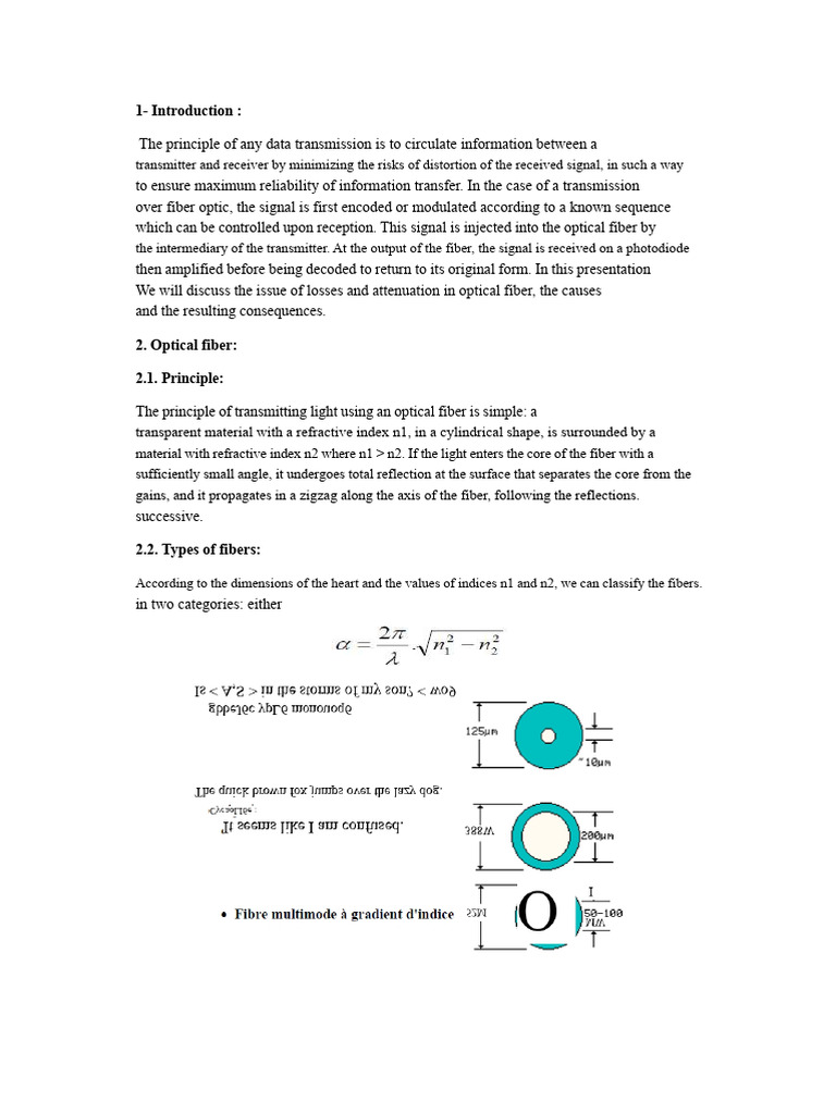 Losses and Attenuation in Optical Fiber | PDF | Optical Fiber | Attenuation