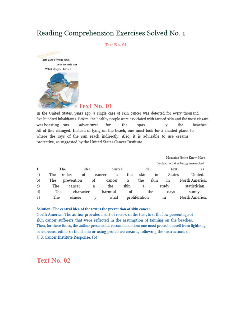 Reading Comprehension Exercises Solved No. 1 | PDF | Reason | Thought