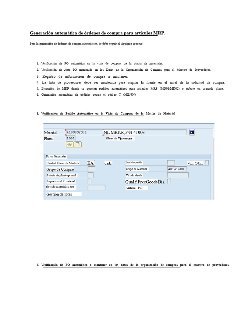 Generación Automática de Órdenes de Compra para Artículos MRP | PDF