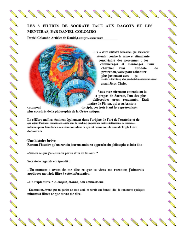 Les 3 filtres de Socrate contre les rumeurs | PDF | Socrate | Vérité