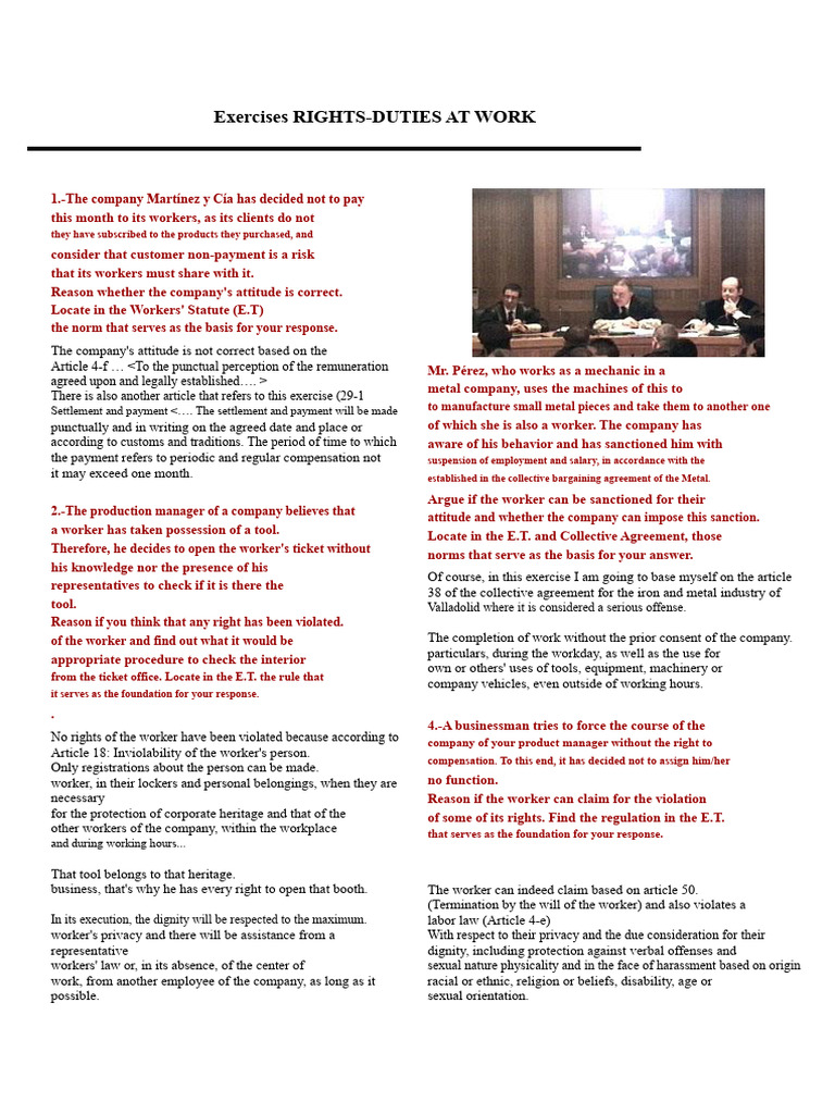 Exercises RIGHTS and Duties | PDF | Justice | Crime & Violence