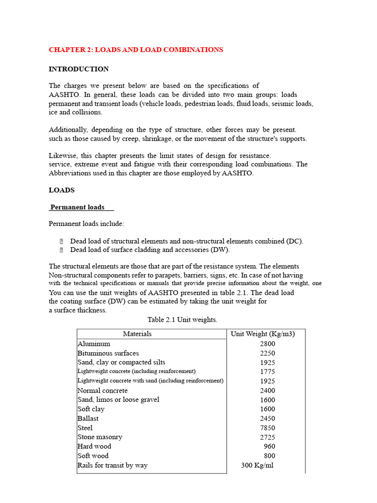 AASHTO Load Types and Combinations Guide | PDF | Strength Of Materials ...