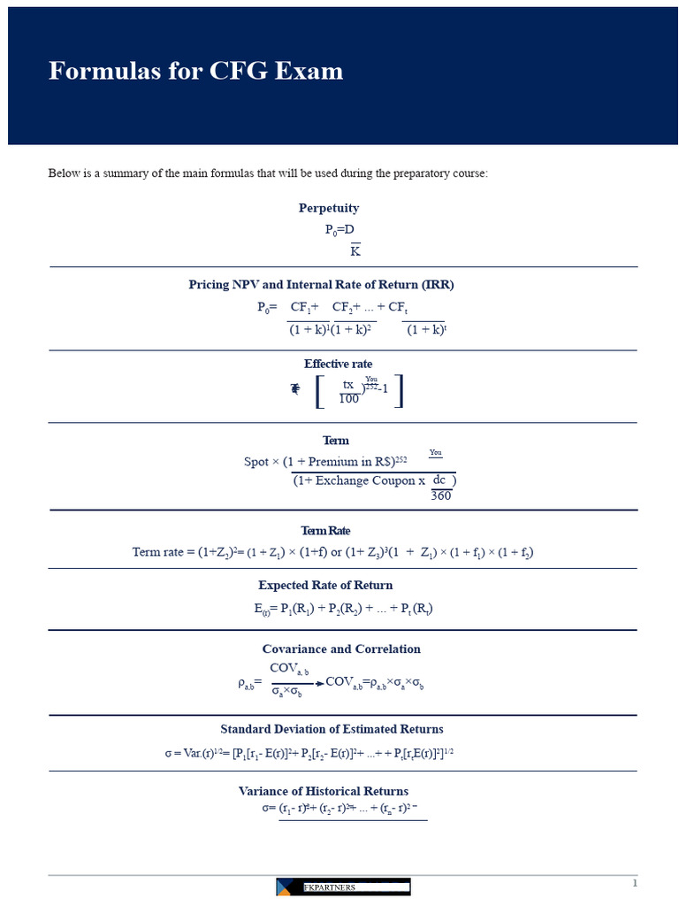 Formulas For The CFG Exam | PDF | Business Economics | Corporations