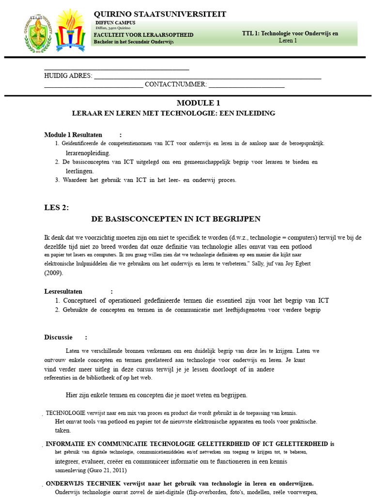 TTL 1 Module 1 Les 2 | PDF