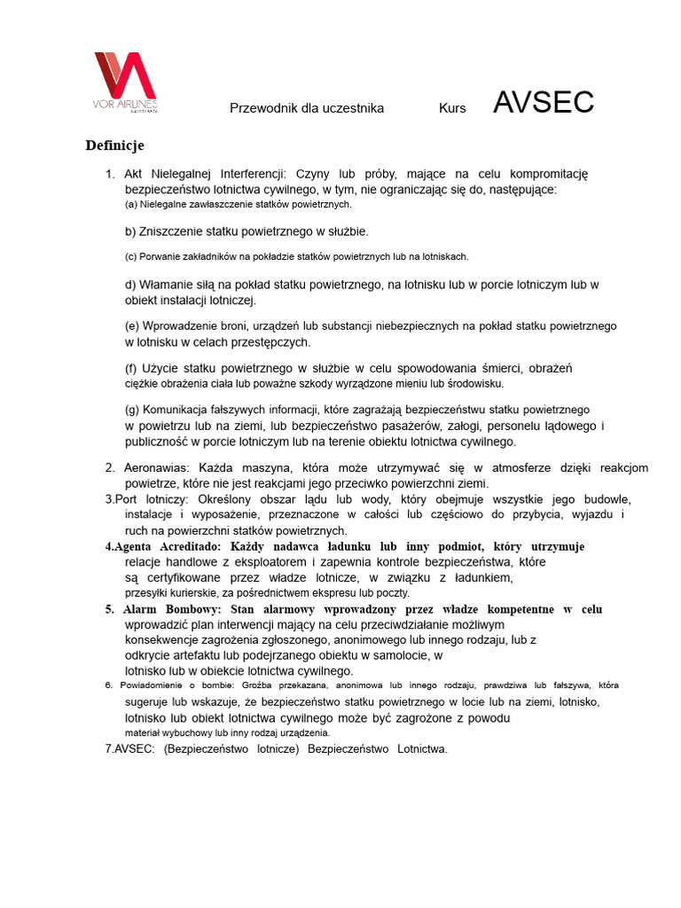 Przewodnik Dla Uczestnika Kursu Oficjalnego Avsec | PDF