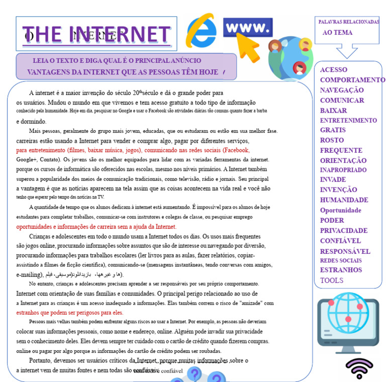 Vantagens e Riscos do Uso da Internet | PDF | Internet | Privacidade na ...