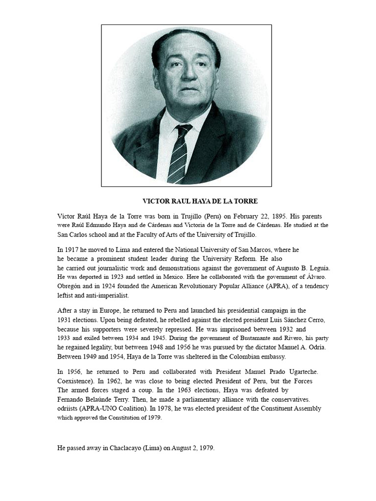 Victor Raul Haya de La Torre | PDF | Peru | South America