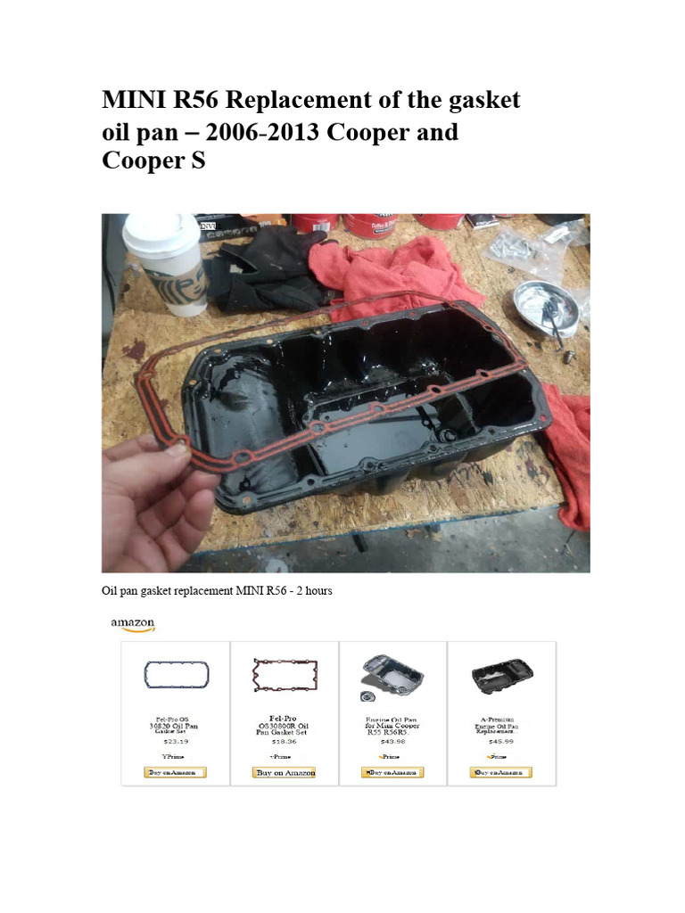MINI R56 Oil Pan Gasket Guide | PDF | Mini | Motor Oil