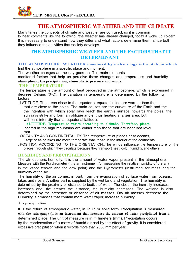 The Atmospheric Weather and Climate | PDF | Humidity | Atmosphere Of Earth
