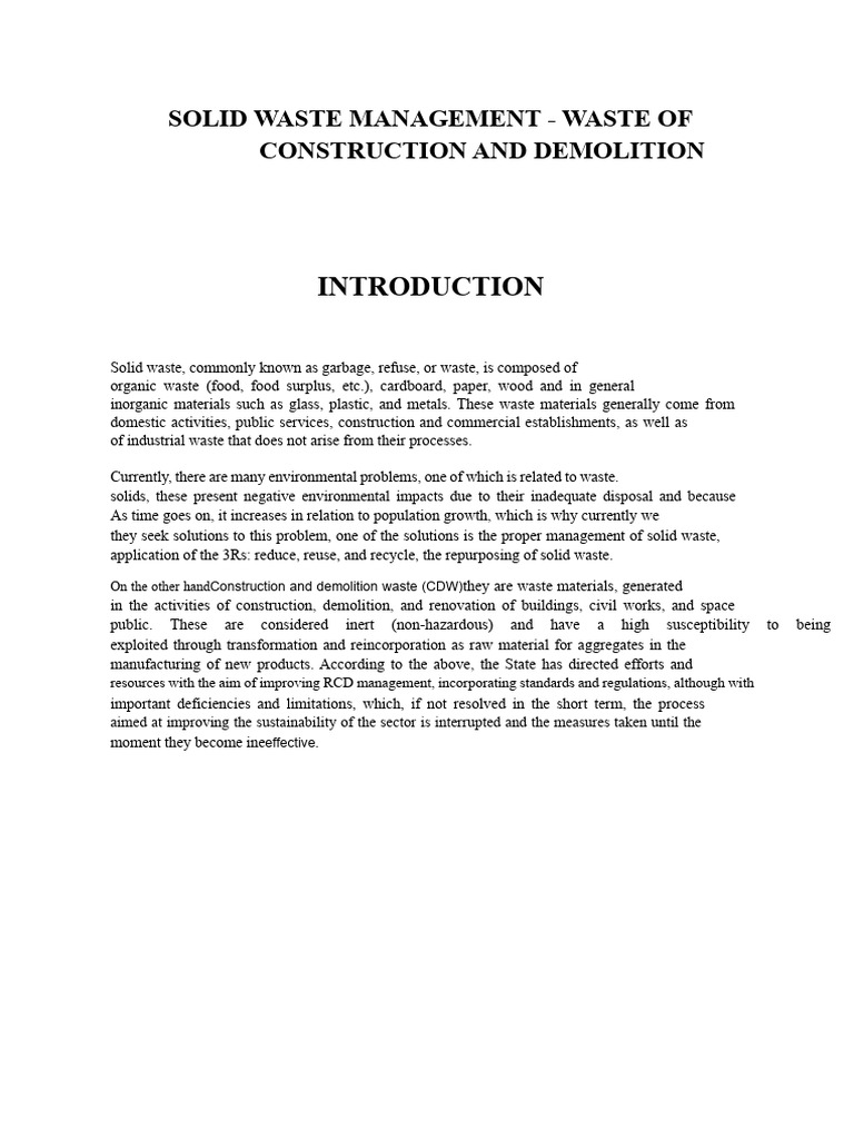 Construction and Demolition Waste Management | PDF | Waste | Waste ...