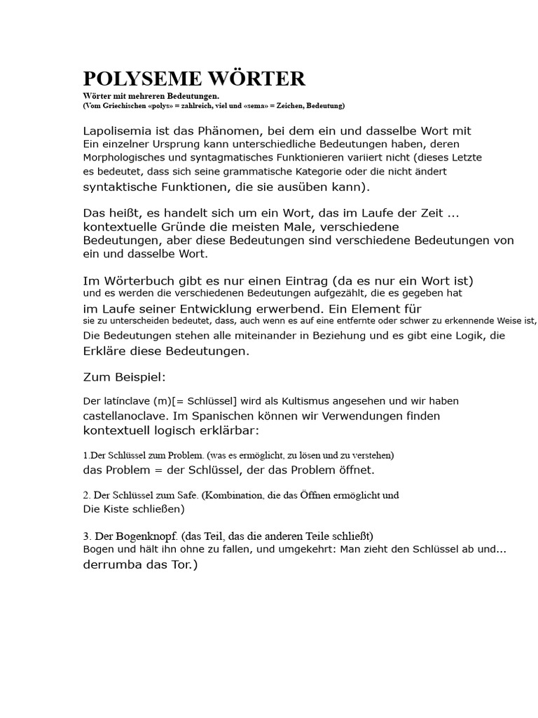 Polyseme Wörter | PDF