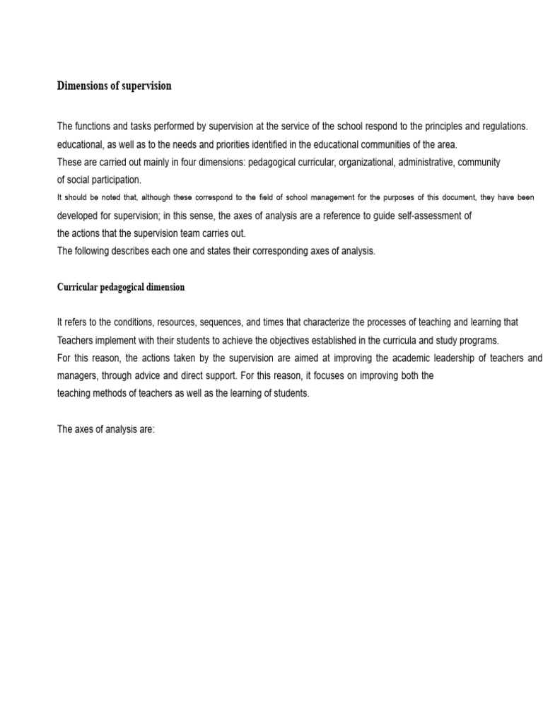 Four Dimensions of School Supervision | PDF | Teachers | Curriculum
